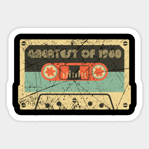 Vintage 1980 Greatest Of 1980 40th birthday Retro Cassette Mixtape 40 yo Sticker by Your Funny Gifts